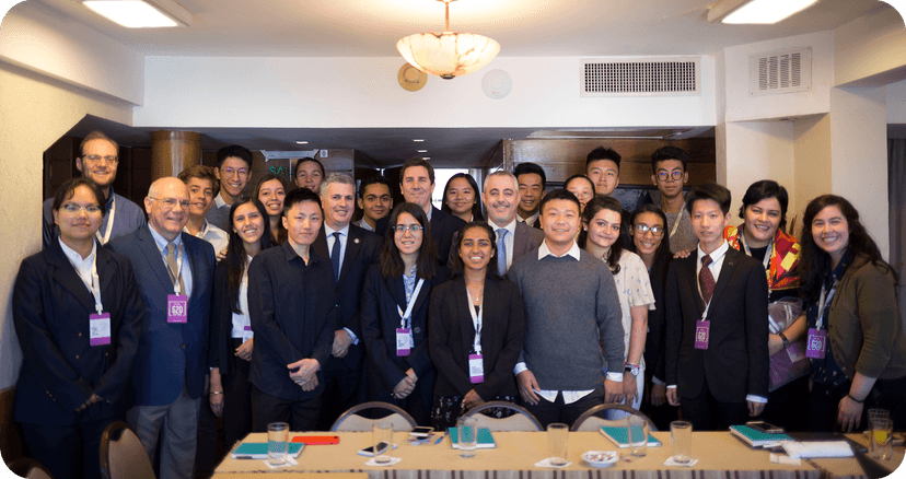 A group of students and panelists at the Knovva Academy Y20 Argentina Summit.