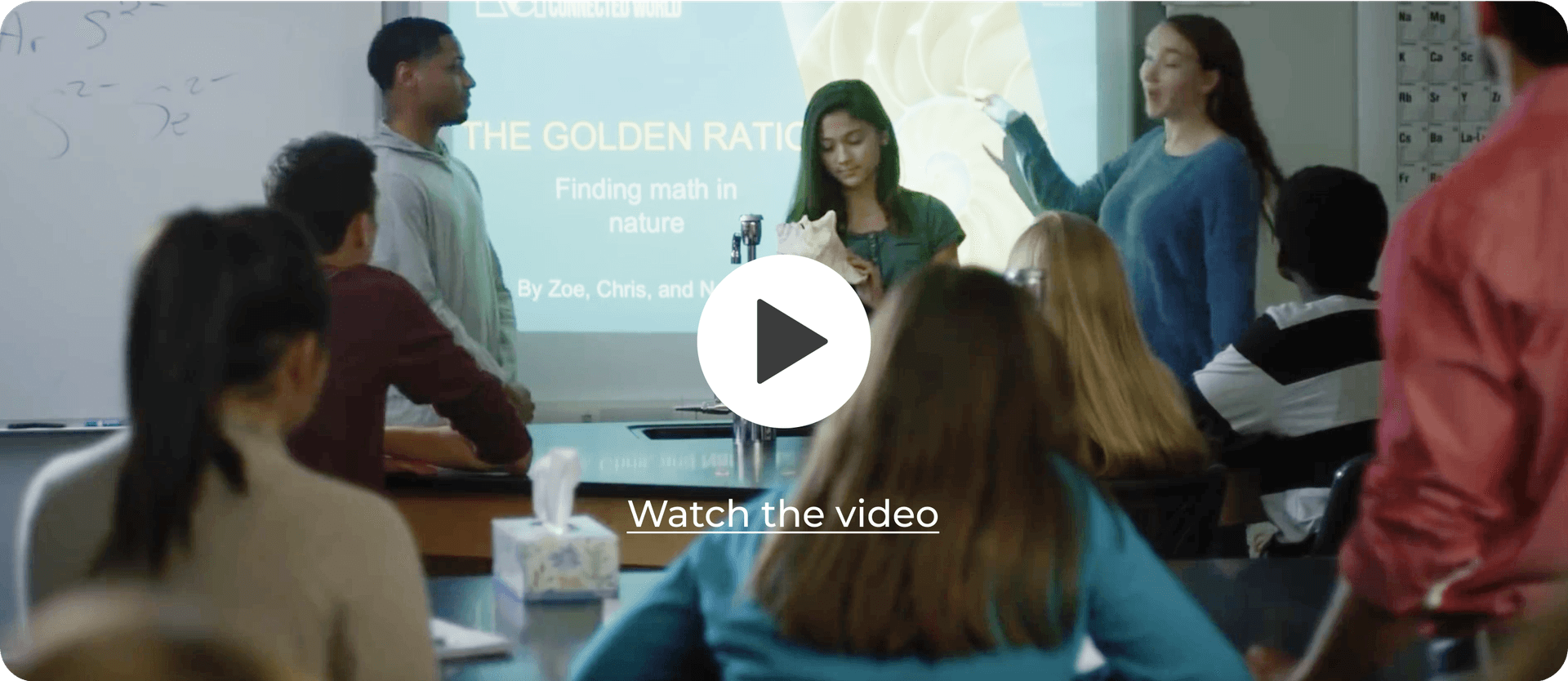 Students presenting on the Golden Ratio in a classroom