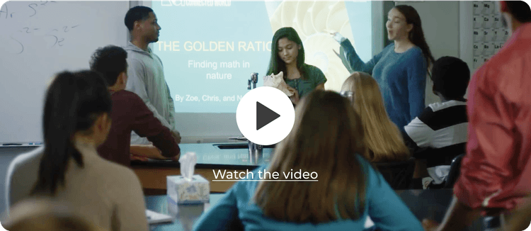 Students presenting on the Golden Ratio in a classroom